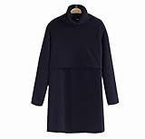 (マーシェル) Marshel マタニティ 授乳服 トップス 長袖 タートルネック 春 夏 ボーダー おしゃれ ネイビー L