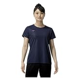 トレーニングウェア 半袖 Tシャツ ナビドライ 吸汗速乾 インナー 肌着 UPF15 日焼け防止 32MAC390 レディース ドレスネイビー/マゼンタ S