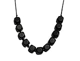 Square Bead Silicone Teething Necklace By Peacemaker Jewelry (Black) [並行輸入品]