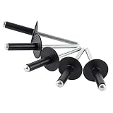 ISPINNER 50個 3/16インチ x 1/2インチ ラージフランジアルミブラインドリベット 4.8 x 12mm ポップリベット (ブラック)