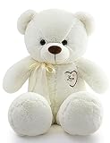 MIXUS ぬいぐるみ 大きい くま/クマ ぬいぐるみ/大きい ぬいぐるみ/テディベア/teddy bear/抱き枕 ぬいぐるみ/ぬいぐるみ 特大/プレゼント/お祝い/店飾り/子供プレゼント/誕生日プレゼント (ホワイト, 120cm)