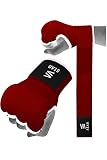 [ＳｔＡｎ] バンテージ 簡単 マジックテープ式 インナーグローブ ボクシング MMA 衝撃吸収ゲルパッド (XL, レッド)