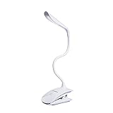 DBPOWER Portable Rechargeable Clip Desk Lamp, Clamp Table Lamp Laptop Reading Bed Light Flexible Twi