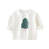 JooNeng 　長袖　Tシャツ　ベビー　キッズ　春秋冬　綿　女の子　男の子　ボーイズ　トップス　肌着　インナー　ファション　シンプル　可愛い　ツリー　白　12-18M　90