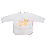 赤ちゃん・ベビー ガールズ Happy & Pretty ねこのデザイン ベルクロ留め 裏ビニール 長袖ビブ スモックスタイ スモックビブ 女の子 (ワンサイズ) (ホワイト/ピンク/オレンジ)
