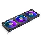 Phanteks D30-140 DRGB PWMファン 3パック、逆風モデル、プレミアムD-RGBパフォーマンスファン、ハロー照明効果、ARGB/DRGB照明、デイジーチェーンファンリンクシステム、3パック(ブラック)