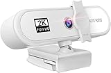 4K 8MP カメラWebカメラオートフォーカス、三脚、内蔵、ラップトップPCビデオゲーム用, 2k White
