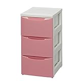 アイリスオーヤマ チェスト スリム 3段 幅32.4cm ホワイト/ピンク COD-323