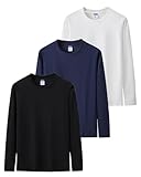 Sukinana 7.7oz tシャツ メンズ 長袖 綿100% 肉厚生地 1枚組 3枚組 ゆったり ロングtシャツ 無地 ティーシャツ 部屋着 ヘビーウェイト インナーシャツ 男女兼用 複数色選び 春秋冬 (JP, アルファベット, M, 商調3色(ブラック × ホワイト × ネイビー))