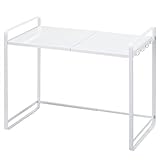 伸縮 レンジラック レンジ台 電子レンジ台 伸縮式 ラック スライド レンジ上ラック 卓上 整理棚 ホワイト