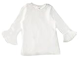 Plus Nao(プラスナオ) 長袖カットソー Tシャツ ロンT トップス 子供服 キッズ KIDS フレアスリーブ シンプル 無地 定番 ベーシック ラウン ホワイト 120