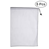 OUNONA 食品収納袋　バッグ　食料品　巾着　袋　メッシュバッグ　ショッピング　ビーチ　再利用可能　エコフレンドリー　洗濯バッグ（果物と野菜）40 x 30cm 5ピース（ランダムカラー）