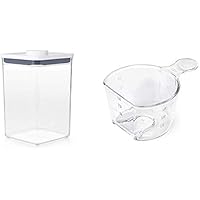 OXO 保存容器 プラスチック 密閉 4.2L ポップコンテナ 新タイプ ビックスクエア ミディアム & ポップコンテナ ライス カップ【セット買い】