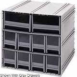 Quantum QIC-4163IV Interlocking Gray Storage Cabinet with 10 Ivory Drawers, 11.38-Inch by 11-3/4-Inc