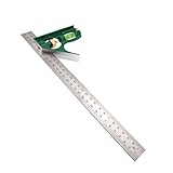 Perfk 12インチ　角度ルーラー　内外角度測定ツール　角度定規　0-180度　木工用　全２色　スケール付き　 - 緑