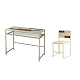 ホワイト／デスクセット デスク チェア Noyer 収納 pc おしゃれ シンプル 木製 収納 100 アンティーク　ホワイト　アイアン