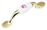 Achim Home Furnishings 742-HDL-24 Flower Cabinet Handle, Brass Plate and White Ceramic, Set of 6 by 