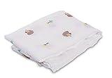 lulujo Baby Cotton Muslin Swaddling Blanket, Happy Hedgehog, 47 x 47 by lulujo Baby