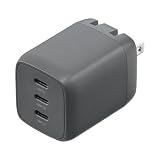 サンワダイレクト Type-C 充電器 PD対応 1ポート最大67W 合計65W 3ポート USB-C×3 GaN(窒素ガリウム) 折りたたみ式プラグ 急速充電 ACアダプター 700-AC046