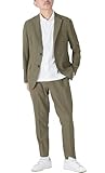 [NEVEREND] セットアップ メンズ カジュアル スーツ 秋 春 洗える テーラード ジャケット スラックス セット ストレッチ ウォッシャブル カーキ LL
