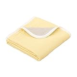 日本製 涼感 4重ガーゼベビーケット 綿100％ 無地 シモン 約65×50cm クォーターケット イエローグレー