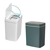 ゴミ箱 自動開閉 スリム 自動ゴミ箱 ふた付き 15/18リットル 人感センサー ダストボックス おしゃれ 大容量 ごみ箱 密閉 防臭 自動開閉ダストボックス 化粧台 オフィス 車内 宿舎 部屋用 キッチン トイレ 家庭用 (グリーン,15L)