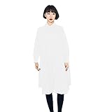 Plus Nao(プラスナオ) シャツワンピース Aライン 長袖 シンプル無地 ロング丈 ひざ丈 膝丈 ミディ丈 ミドル丈 ミモレ丈 カジュアル ブラッ F ホワイト