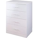 大量収納チェスト 【59cm幅】 4段 スリム 取っ手付き スライドレース ホワイト（白）