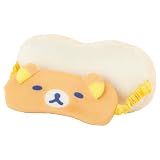 MORIPiLO リラックマ アイマスク 睡眠用 (サンエックス まくら付きアイピロー) 26x11cm目元やわらか ストレスフリー 快眠 旅行 便利 グッズ 遮光 可愛い 子供 大人兼用 ベージュ キャラクター まくらのモリシタ
