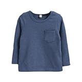enchante petit(アンシャンテ プティ) キッズ 子供 胸ポケット付もっちりベーシック長袖カットソー≪全12色≫ 110cm #サックスブルー