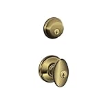 Schlage fb50 N V sie 609 b60 Single円柱デッドボルト、キー設定f51エントリSienaノブKeyed Alike、アンティーク真鍮仕上げ
