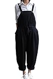 (Willing) サロペット レディース ファッション オーバー オール ロング パンツ オールインワン ロールアップ ガウチョ サルエル ズボン 大きいサイズ 体型カバー ネイビー ブラック (1