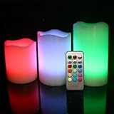 Candle Choice 3セット3.1 "パラフィンワックス樹脂エッジラウンドピラーFlamelessマルチカラーLED Candle withリモート