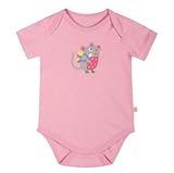 (フルギ) Frugi 半袖ボディスーツ ガールズ サイズ12-18m ( 80 )　ピンク × ねずみ オーガニックコットン