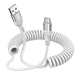 Type C充電ケーブル iPhone 16充電ケーブル コイル型 0.3mから1.2mまで 伸びる QC3.0 急速充電 タイプC ケーブル 高速データ転送 最大3A USB-A to USB-C ケーブル TPU素材 高耐久 伸縮自在 iPhone 16シリーズ Xperia Galaxyその他Android各種などUSB-C機器対応 車内用