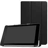 対応 Amazon Fire HD 8 2017 第7世代 / Fire HD 8 2019年発売 用のケース 対応 Amazon Fire HD 8 2017 第7世代 / Fire HD 8 2019 用の保護カバー カバー スタンド機能付き 衝撃吸収 保護ケース 三つ折 薄型 高級PU レザー(ブラック)