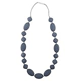 Chew-Choos - 'Cutie Pie' Silicone Teething Necklace - Modern Chic Baby Teether (Gray Clouds) by Chew