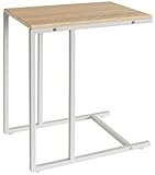 弁天インテリア 木目調 シンプルデザインサイドテーブル エンボス加工 ミニテーブル ナチュラル×ホワイト