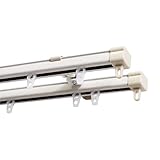 グラムスタイル カーテンレール ダブル 伸縮 角型 0.6-1.0m 天井付け 正面付け 兼用 木目調 おしゃれ ホワイト