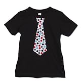 【キッズ】半袖Tシャツ「RED and BLACK dots NECKTIE」　(親子おそろい服・オーガニックパパ別注)6T