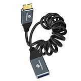 Thzzhnno USB スパイラル 3.0 Aメス to Micro Bケーブル 5Gbps 延長コード 巻き取り式 用ケーブル外付けHDD Canvio/S5等 （85 mm～1 m延長）