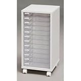 Garage アイリスオーヤマ 木製フロアケース 浅型12段(ホワイト)A4サイズ キャスター付き ロータイプ MFE-5120ホワイト