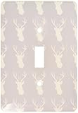 3drose LSP _ 179694 _ 1ホワイト鹿ヘッドパターンonグレー。Stag with Antlers onグレーシルバー – Single切り替えスイッチ