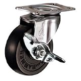 ハンマー キャスター 車輪 415E-R 65mm 平付プレート 旋回式 （ゴム一体車輪 [樹脂ブッシュ入]）