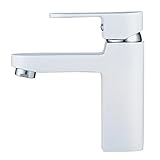 Hiendure 真鍮シングルレバー洗面器の蛇口、白色塗料