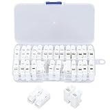 Glvaner スプリングワイヤコネクタ スプライス端子 コネクター 差し込みコネクタ プラスチック製 中継コネクタ 電線接続コネクター ケーブル接線端子 白 26個セット 簡単プッシュ式 分岐 配線 接続 細線 自動車、電気制御、電源、家電、などに適用 収納ケース付き