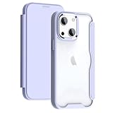 YUYIB スマホケース 対応 iPhone 14 ケース 6.1" 手帳型 背面 クリア 透明 高級なPUレザー+PCパネル+TPUバンパー マグネットが内蔵 衝撃吸収 軽量薄型 ブランド 対応 アイフォン14 手帳型 ケース (浅い-パープル)