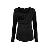 授乳服 マタニティ Tシャツ レディース 産前産後 授乳口 付き マタニティトップス - 長袖 レイヤード Maternity T-Shirt 妊婦服 マタニティー 妊娠祝い [Zhhlinyuan]