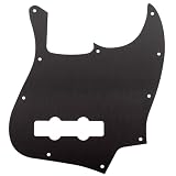 Musiclily Ultra 10穴 アルマイト アルミニウム製 JBジャズベース用ピックガード 4弦Fender American Standard Jazz Bass エレキベース用、 ブラック