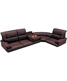 ローソファー コーナーソファー 4人掛け レザー ハイバック テーブル付 5点セット ダークブラウン